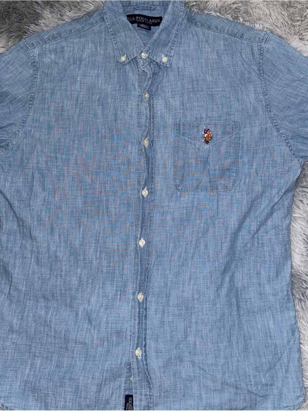 U.S. Polo Assn. Men's Chambray Button-Down Shirt in Light Blue
